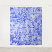 Französisch Blue White Toile Chinoiserie Rustikale Wandteppich (Vorderseite)