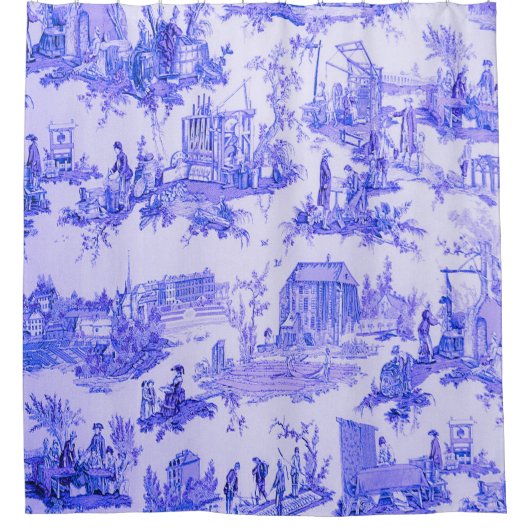 Französisch Blue White Toile Chinoiserie Stil Rust Duschvorhang (Vorderseite)