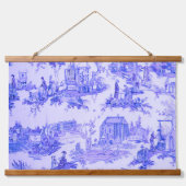Französisch Blue White Toile Chinoiserie Stil Rust Wandteppich Mit Holzrahmen (Vorne)