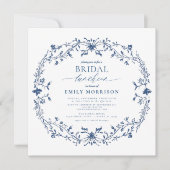 Französisch Blue & White Viktorianisch Bridal Lunc Einladung (Vorderseite)