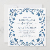 Französisch Blue & White Viktorianisch Bridal Lunc Einladung (Vorderseite)