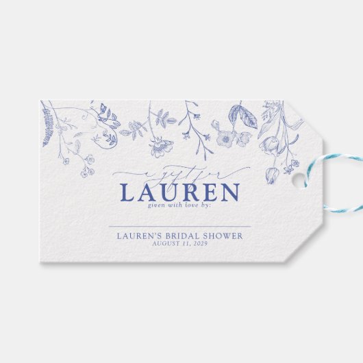 Französisch Blue & White Viktorianisch Dusche Kein Geschenkanhänger (Vorderseite (Horizontal))