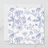 Französisch Blue & White Viktorianisch Floral Baby Einladung (Rückseite)