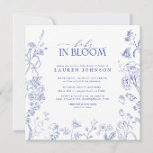 Französisch Blue & White Viktorianisch Floral Baby Einladung (Vorderseite)