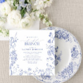 Französisch Blue & White Viktorianisch Floral Brid Einladung