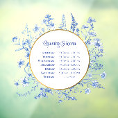 Französisch Blue Wildblumen Circle Openings Stunde Fensteraufkleber (Blatt 3)