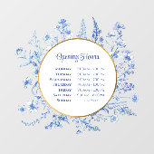 Französisch Blue Wildblumen Circle Openings Stunde Fensteraufkleber (Blatt)