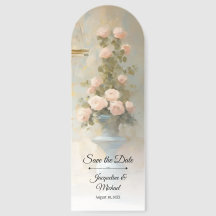 Französisch-Blumenrosa Vintag Save the Date Hochze