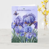 Französisch Bon Anniversaire Lila Iris Geburtstag Karte (Gelbe Blume)