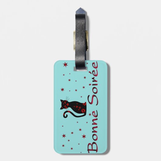 Französisch: Bonne Soiree Gepäckanhänger (Rückseite vertikal)