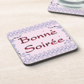Französisch: Bonne Soiree Getränkekarte Getränkeuntersetzer (Linke Seite)