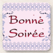 Französisch: Bonne Soiree Getränkekarte Getränkeuntersetzer (Vorderseite)