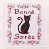 Französisch: Bonne Soiree Glass Untersetzer (Vorderseite)
