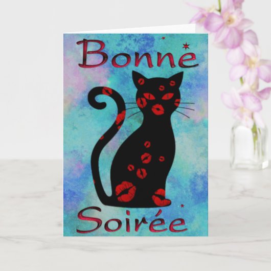 Französisch: Bonne Soiree Grußkarte Karte (Orchidee)