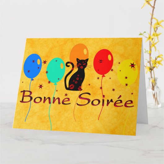 Französisch: Bonne Soiree Grußkarte Karte (Gelbe Blume)