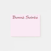 Französisch: Bonne Soiree Notes Post-it Klebezettel (Vorderseite)