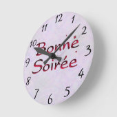Französisch: Bonne Soiree Round Clock Runde Wanduhr (Winkel)