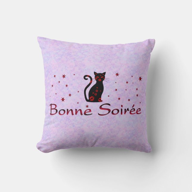 Französisch: Bonne Soiree Throw Kissen (Vorderseite)