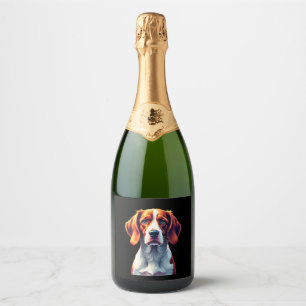 Französisch-Bretagne Spanische Mama Vater Dog Face Schaumweinetikett