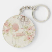 Französisch Budoir Vintag Pink Floral Schlüsselanhänger (Rückseite)