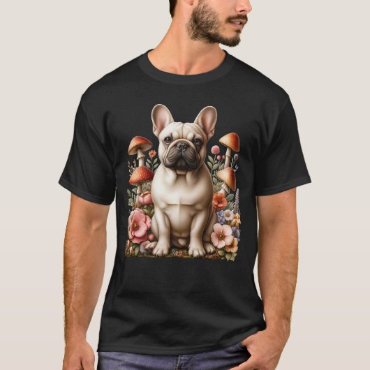 Französisch Bulldog Ästhetische Pilze T-Shirt (Vorderseite)