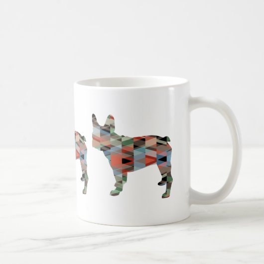 Französisch Bulldog bunt Geometrische Silhouette Kaffeetasse (Rechts)
