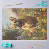 Französisch Bulldog farbenfrohe Wildblume Feld Dec Seidenpapier (Basteln)