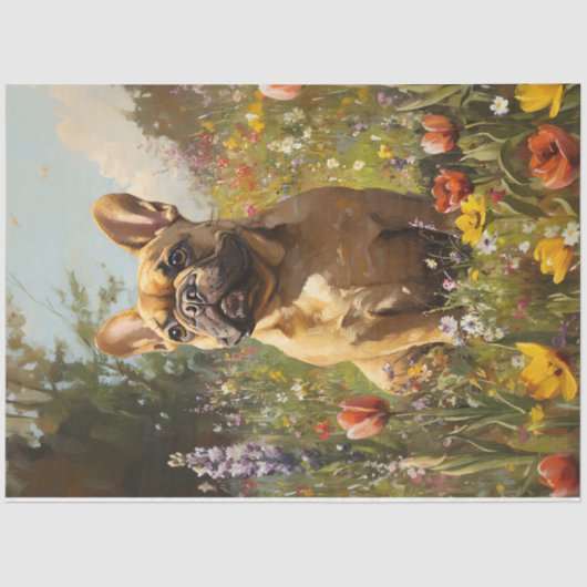 Französisch Bulldog farbenfrohe Wildblume Feld Dec Seidenpapier (Vorderseite)