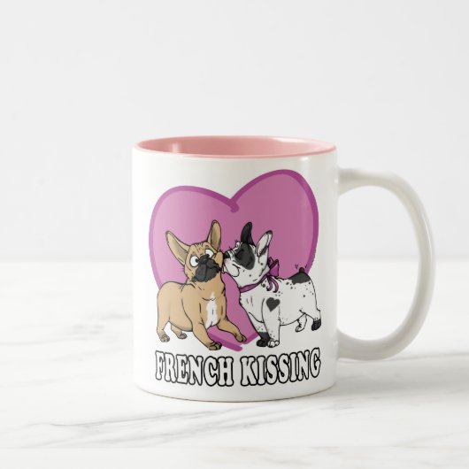 Französisch (Bulldog) Küssen Zweifarbige Tasse (Rechts)