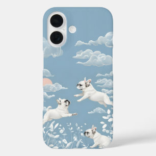 Französisch Bulldog Pastell Farbe Weiße Blume iPhone 16 Hülle