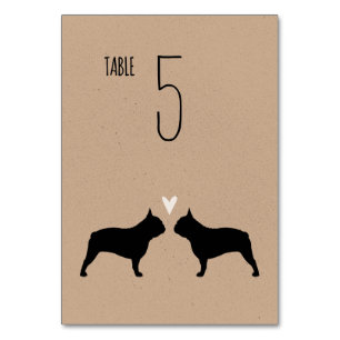 Französisch Bulldog Silhouetten Hunde Hochzeit Emp Tischnummer