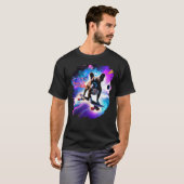 Französisch Bulldog Skateboarding Space Retro T-Shirt (Vorne ganz)