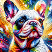 Französisch Bulldogin Weiß Acrylschrift | Farblich Puzzle