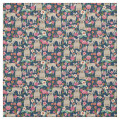 Französisch-Bulldogs Vintag Floral Navy Stoff (Muster)