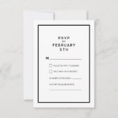 Französisch-Chic Minimal Monochrome Hochzeit RSVP (Vorderseite)
