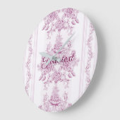 Französisch chic,pink,toile,floral,muster,viktoria große wanduhr (Winkel)