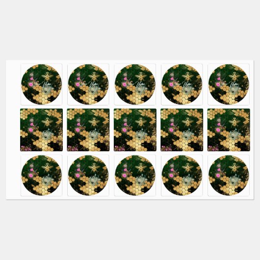 Französisch chic, viktorianisch, Biene, Blütenfoli Etiketten (Blatt)