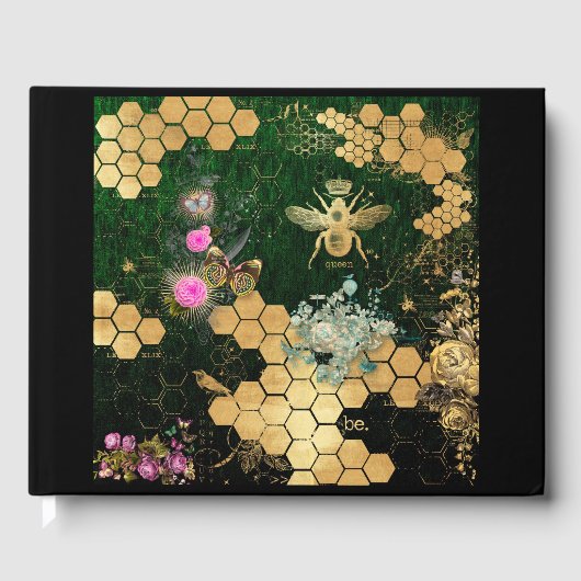 Französisch chic, viktorianisch, Biene, Blütenfoli Gästebuch (Vorderseite)