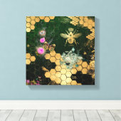 Französisch chic, viktorianisch, Biene, Blütenfoli Leinwanddruck (Insitu (Holzboden))