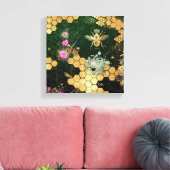 Französisch chic, viktorianisch, Biene, Blütenfoli Leinwanddruck (Insitu (Wohnzimmer))