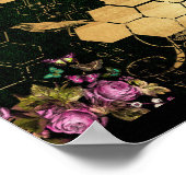 Französisch chic, viktorianisch, Biene, Blütenfoli Poster (Ecke)