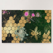 Französisch chic, viktorianisch, Biene, Blütenfoli Puzzle (Horizontal)