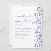 Französisch Chinoiserie Etwas Blue Brautparty Einladung (Vorderseite)