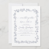 Französisch Chinoiserie Etwas Blue Brautparty Einladung (Vorderseite)