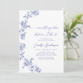 Französisch Chinoiserie Etwas Blue Brautparty Einladung (Stehend Vorderseite)