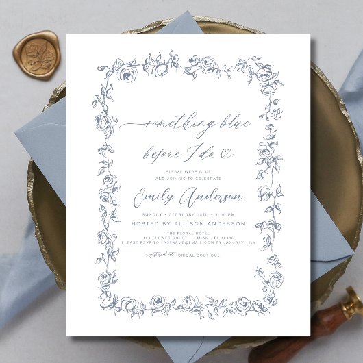 Französisch Chinoiserie Etwas Blue Brautparty Flyer