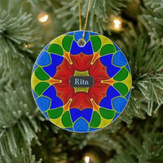 Französisch Cloisonne Email Art Look mit Namen Keramik Ornament (Baum)