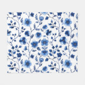 Französisch Cotgecore Blaue Blumenmuster Tissue Pa Fleecedecke (Vorderseite (Horizontal))