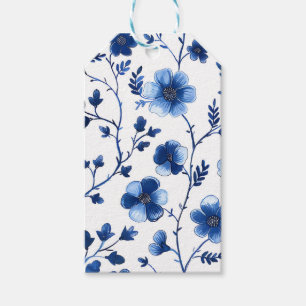 Französisch Cotgecore Blaue Blumenmuster Tissue Pa Geschenkanhänger