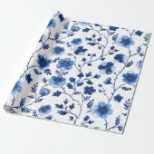 Französisch Cotgecore Blaue Blumenmuster Tissue Pa Geschenkpapier (Ungerollt)